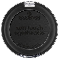 essence Soft Touch Eyeshadow 06 pitch black compact, portable for on the go artistry.