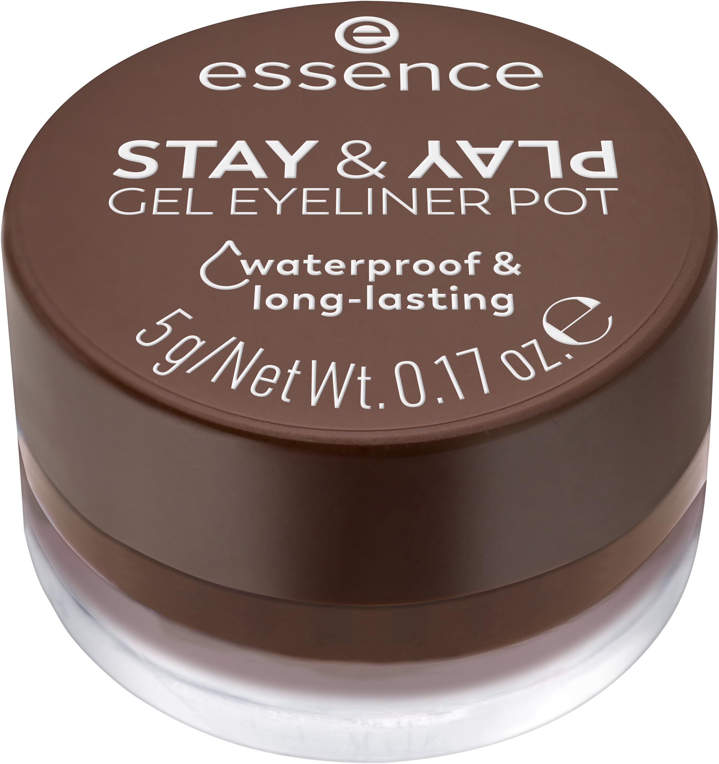 essence Stay & Play Gel Eyeliner Pot brown close-up shows rich pigment for defined eyes