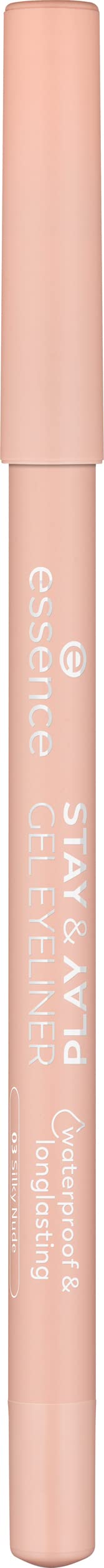 essence Stay & Play Gel Eyeliner Silky Nude application demonstrates precise line control.