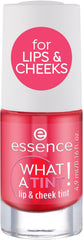 essence What a Tint! applying on lips for natural, buildable color.