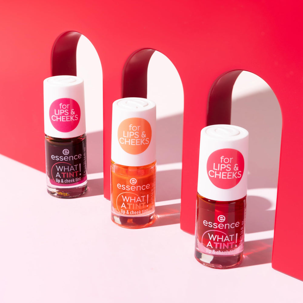 essence What a Tint! kiss-proof finish ideal for quick lips without transfer.