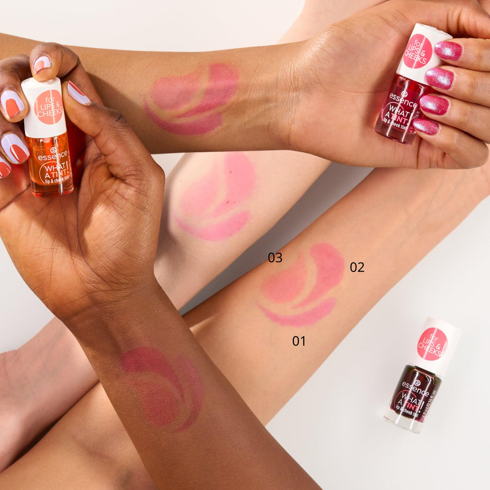 essence What a Tint! packaging front highlights vegan and cruelty-free branding.