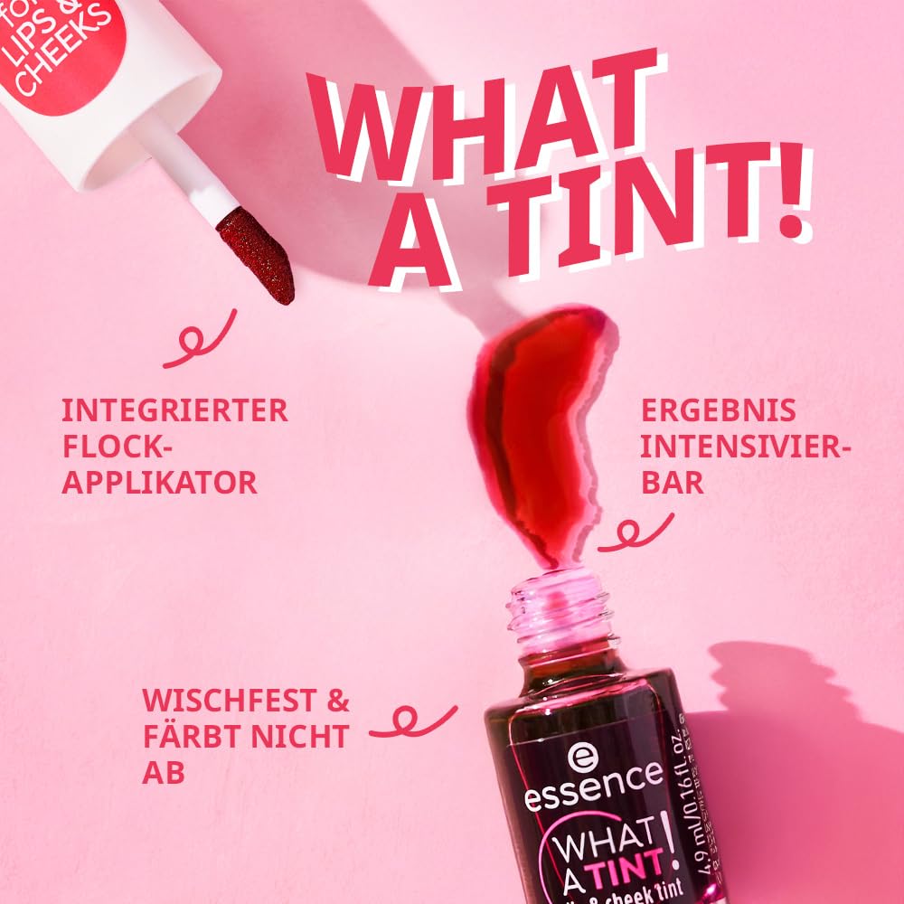 essence What a Tint paraben-free formula close-up.