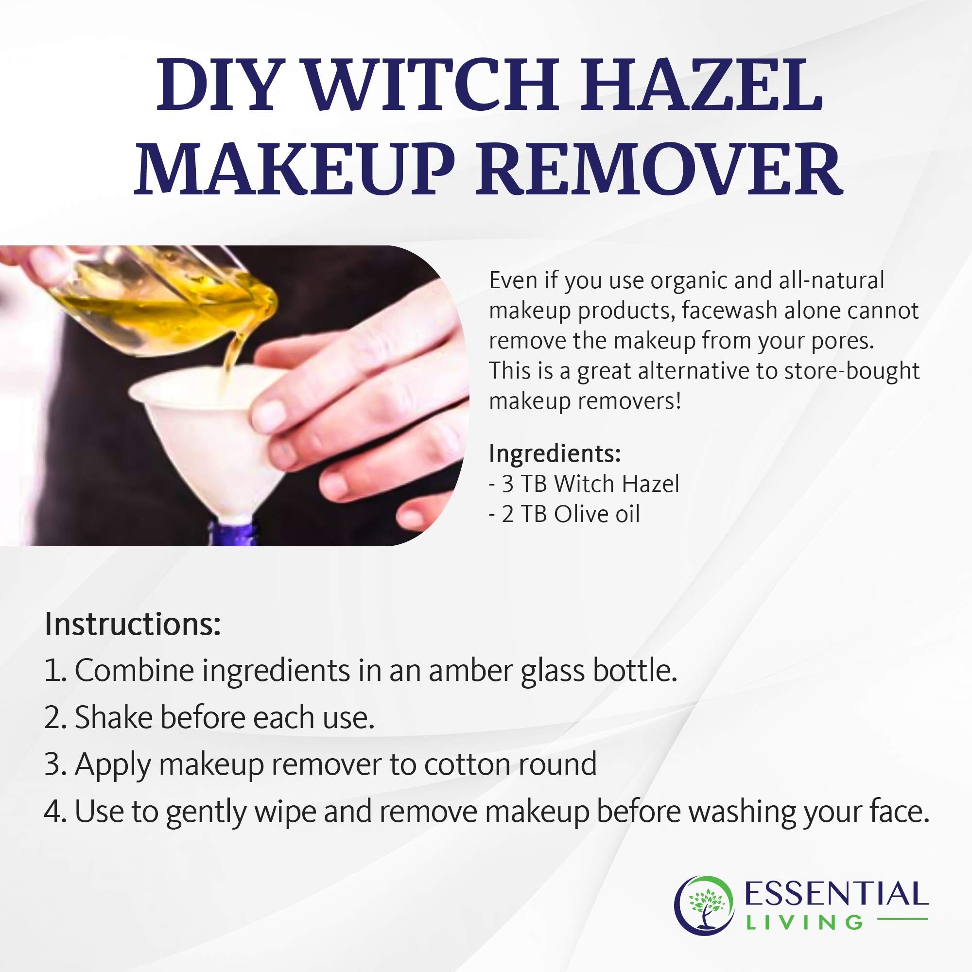 Essential Living Witch Hazel Toner on bathroom shelf ready for daily skincare