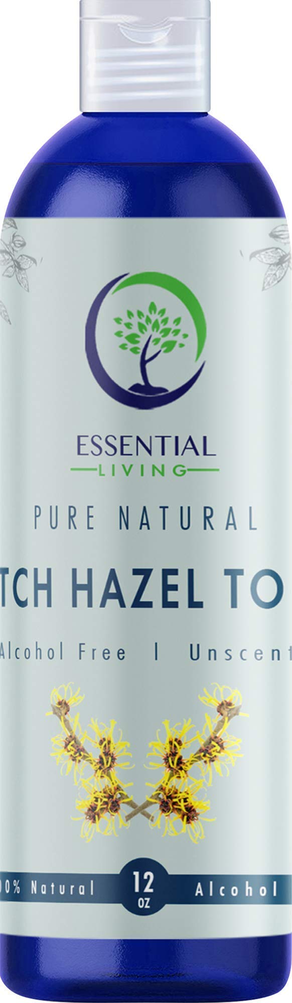 Essential Living Witch Hazel Toner bottle showing pure unscented formula for gentle cleansing