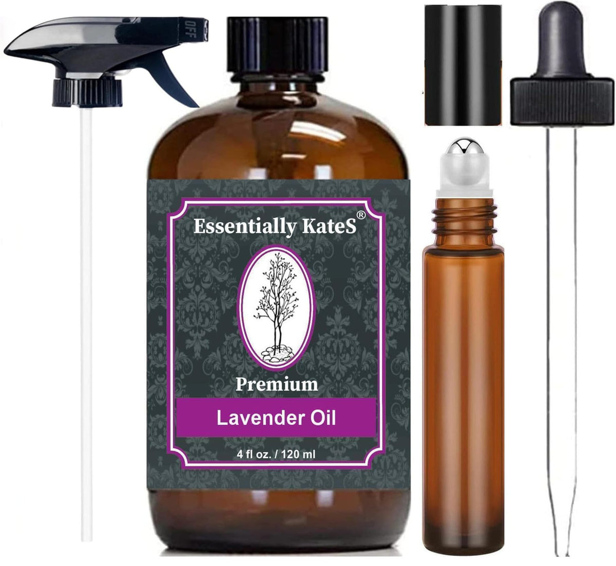 Essentially KateS lavender oil in a glass dropper bottle for easy aromatherapy use at home