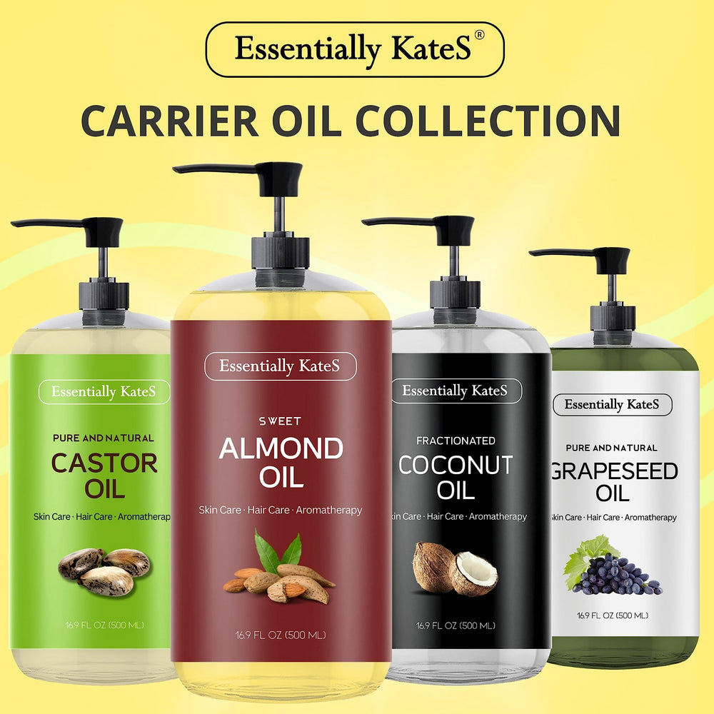 Vitamin E-rich almond oil from Essentially KateS nourishes skin naturally.