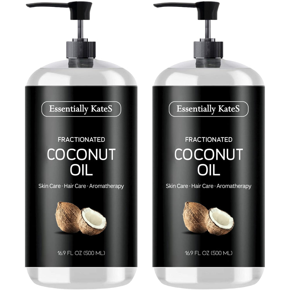 Essentially KateS fractionated coconut oil bottle pour for light, non-greasy skin hydration