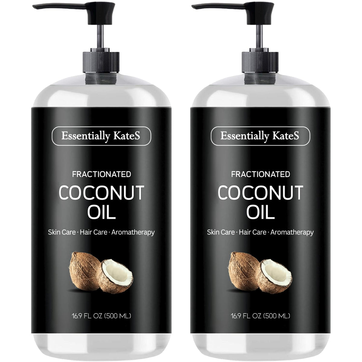 Essentially KateS fractionated coconut oil bottle pour for light, non-greasy skin hydration