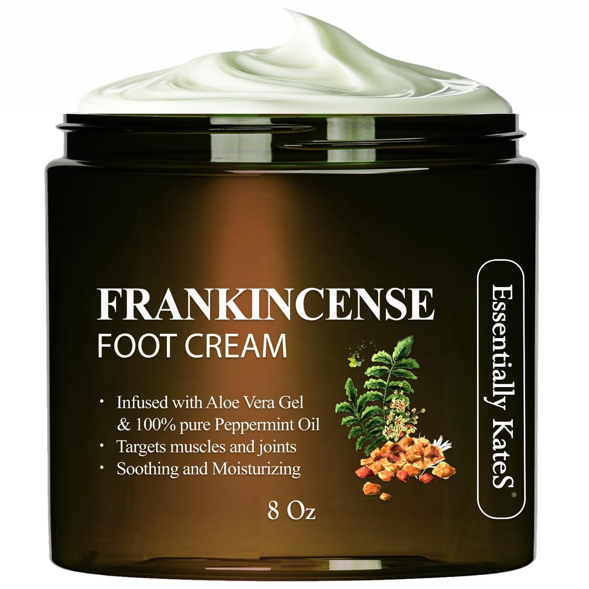 Essentially KateS Frankincense Foot Cream 8oz bottle soothes tired feet