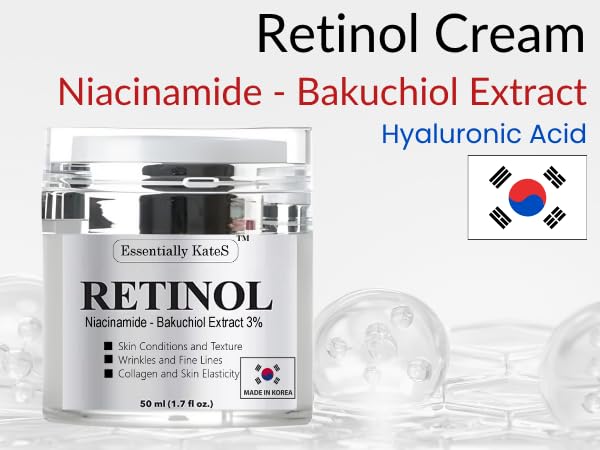 Essentially KateS Retinol Moisturizer Cream jar closeup reveals a light, creamy texture.