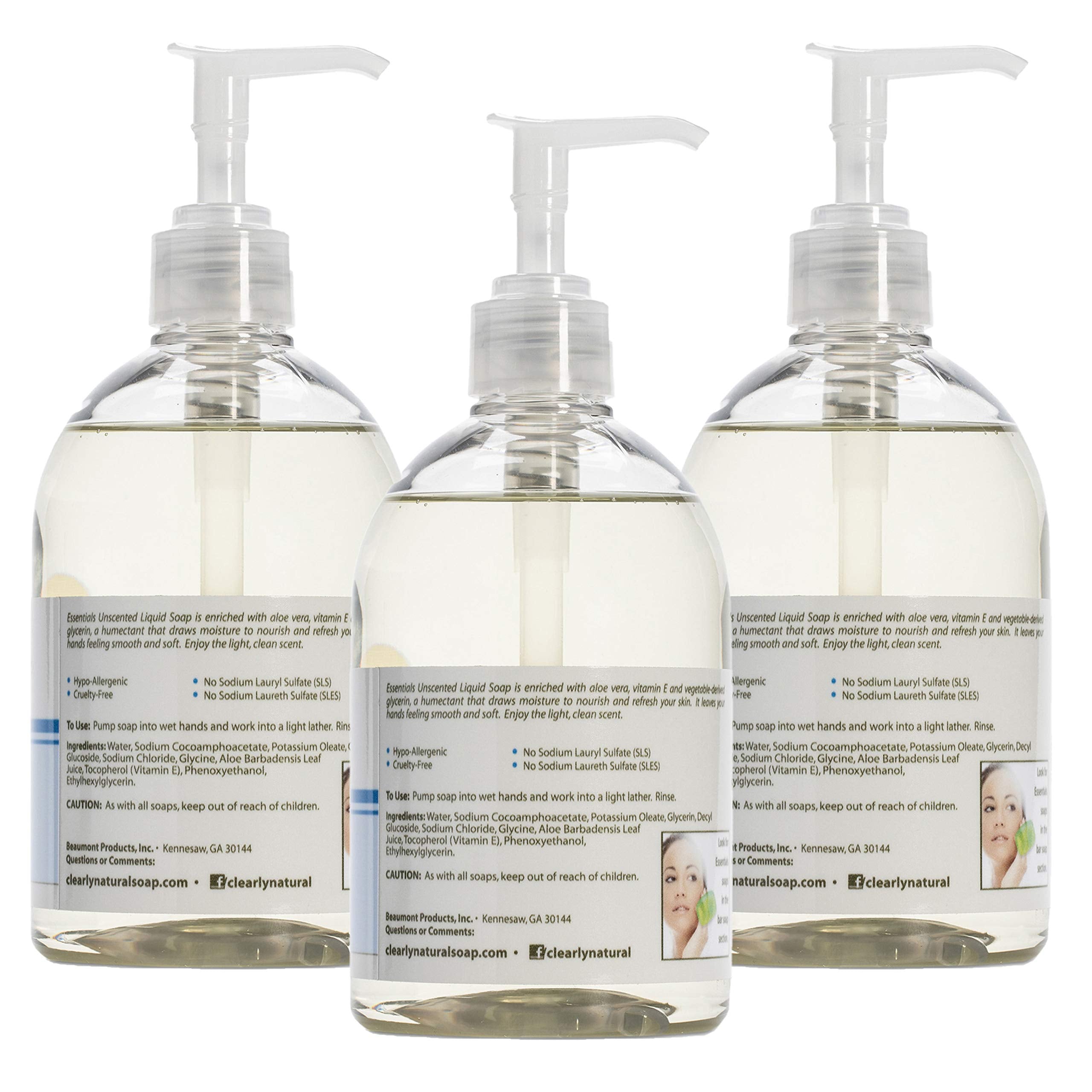 Essentials unscented hand soap pump closeup for gentle cleansing