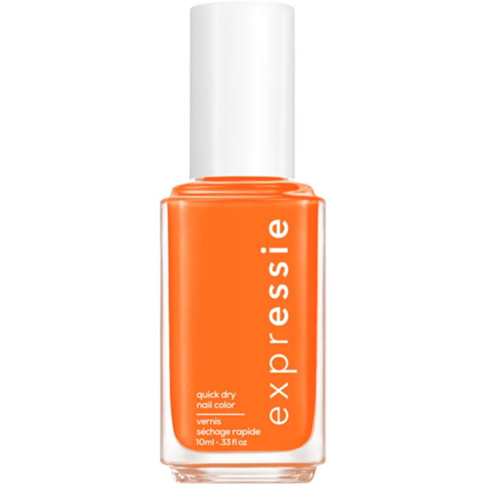essie Expressie electric orange bottle ready for a quick mani