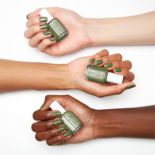 essie ferris of them all collection khaki-green shade on nails for chic minimal style