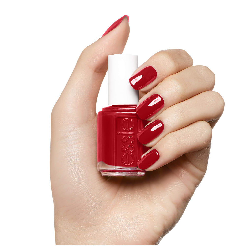 side view of essie Fishnet Stockings bottle demonstrates compact design