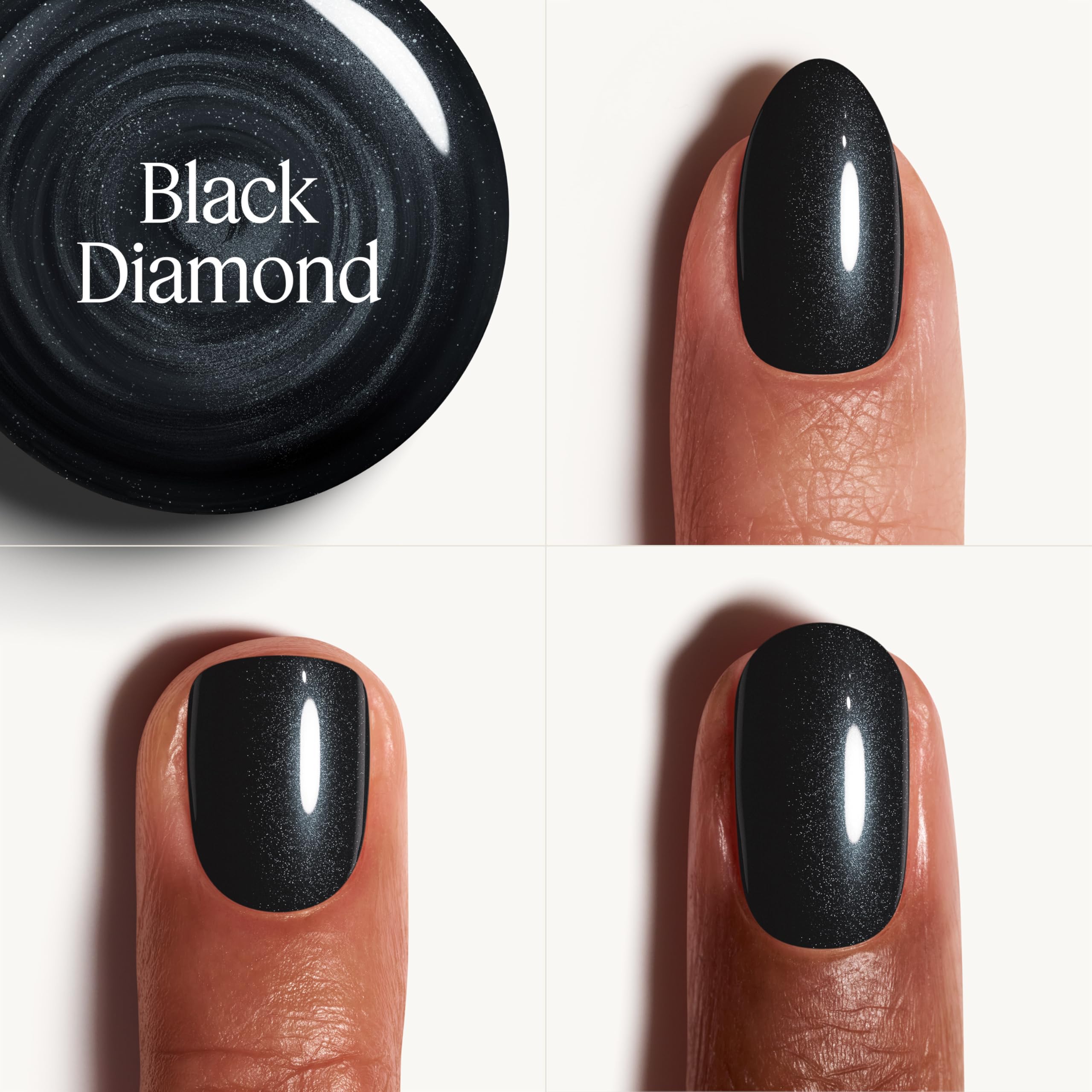 essie Gel Couture Diamond-dust detail emphasizes radiant shimmer in low light
