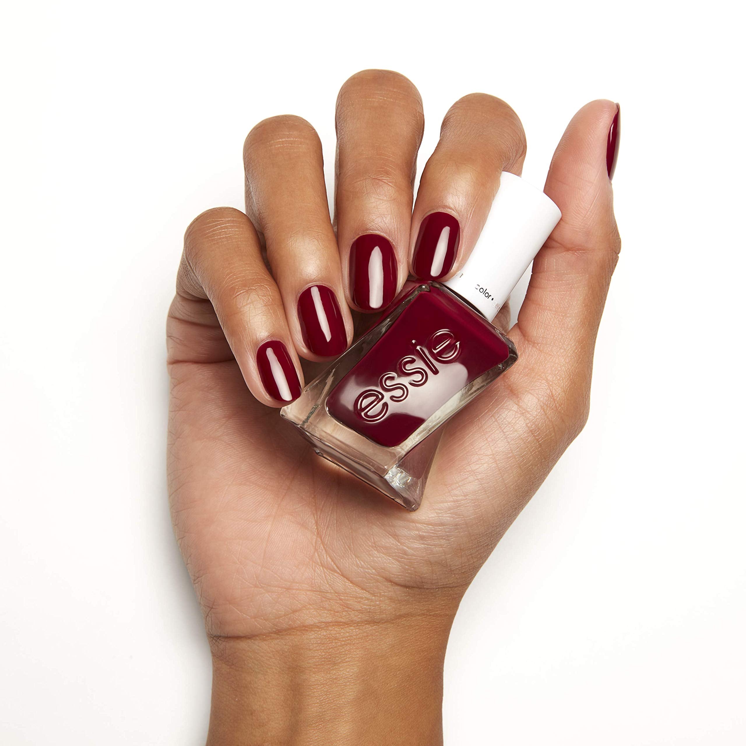 Essie Gel Couture Gala-vanting color swatch displays a vibrant, salon-ready shade.
