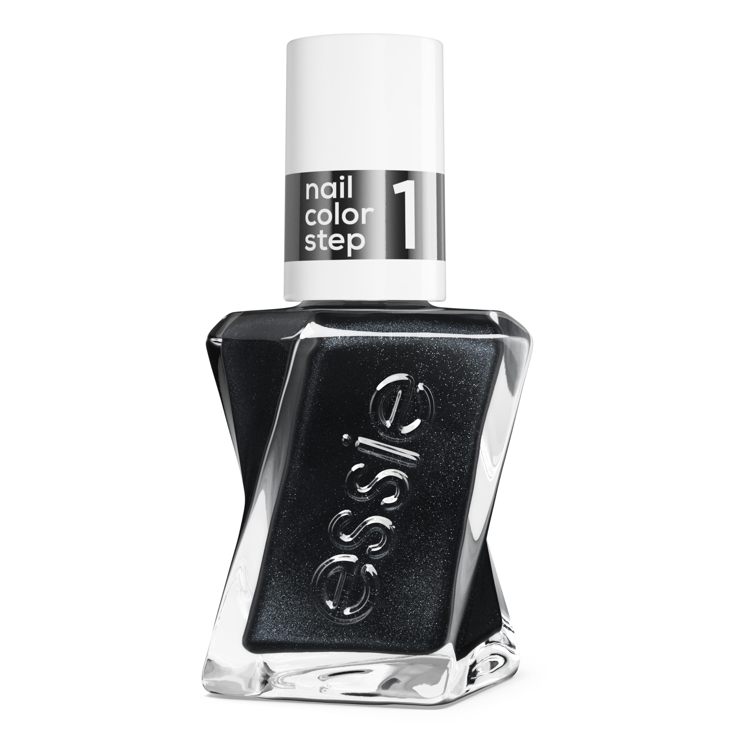essie Gel Couture Liquid Diamonds bottle shows diamond-dust finish with long-lasting shine