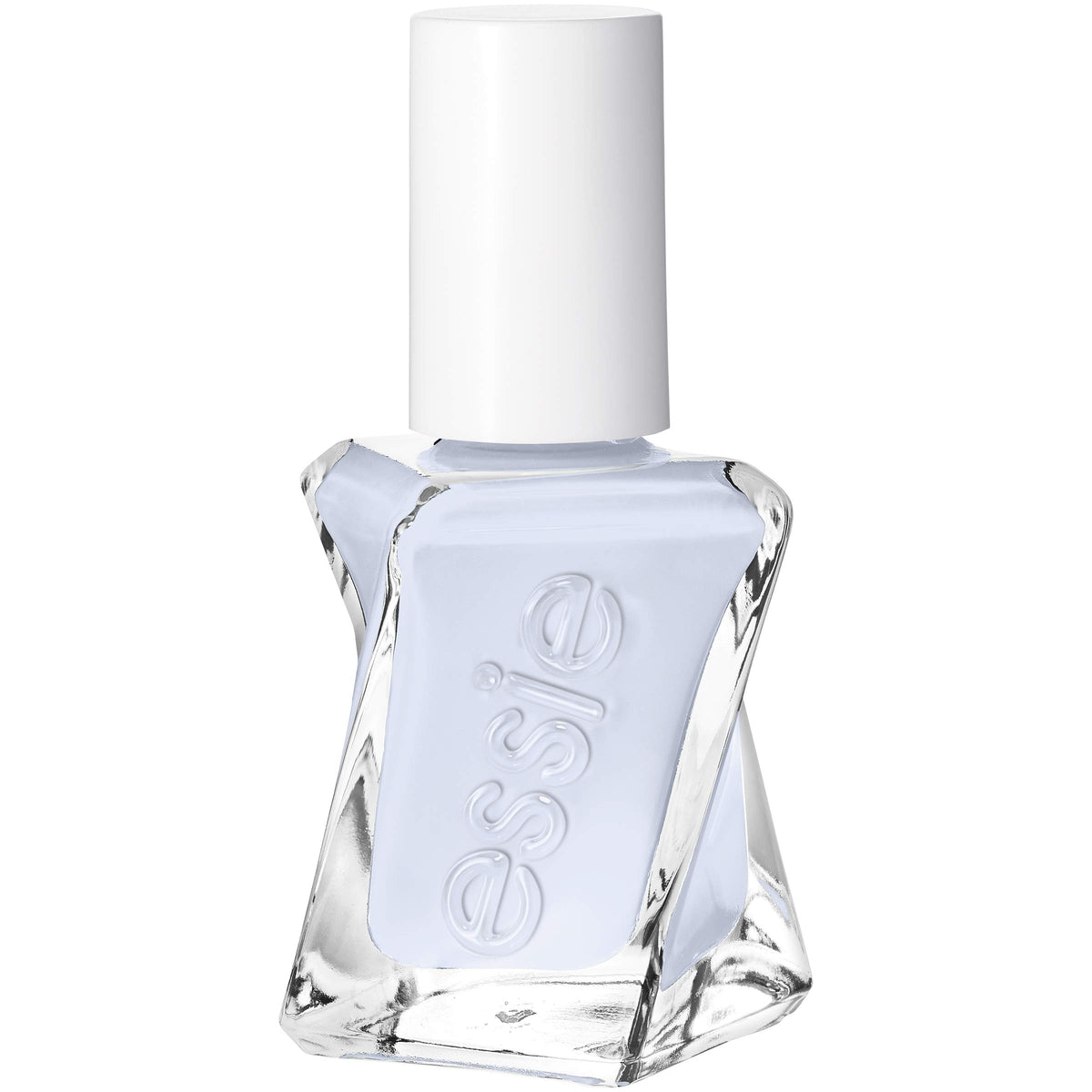 essie Gel Couture Perfect Posture bottle displays the periwinkle powder blue shade.