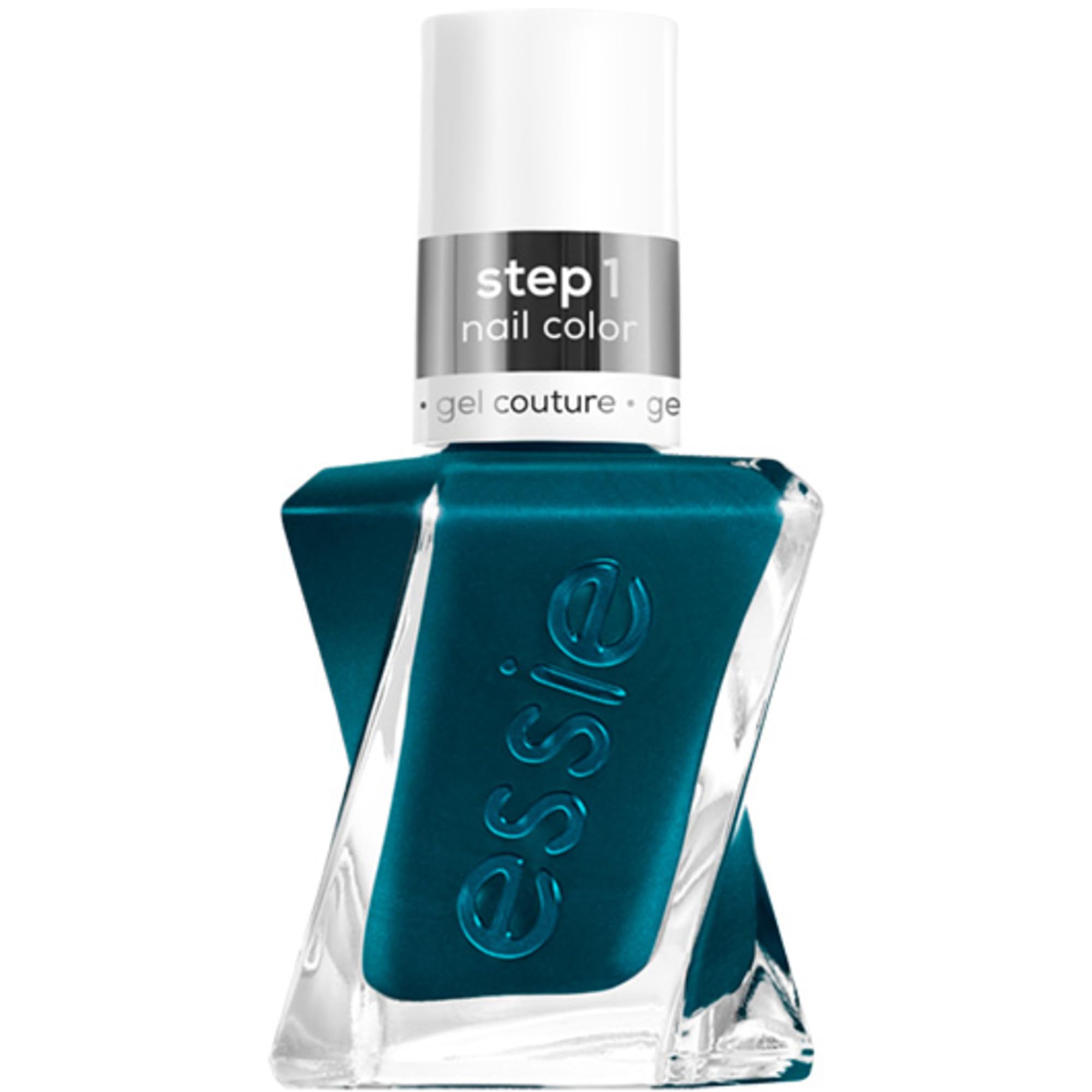 Essie Gel Couture teal bottle shows premium gel-like color.