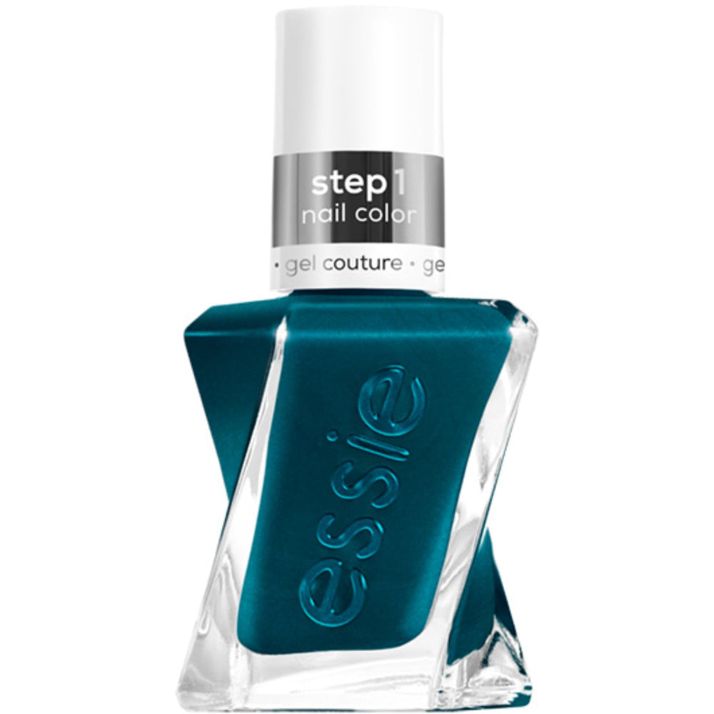 Essie Gel Couture teal bottle shows premium gel-like color.