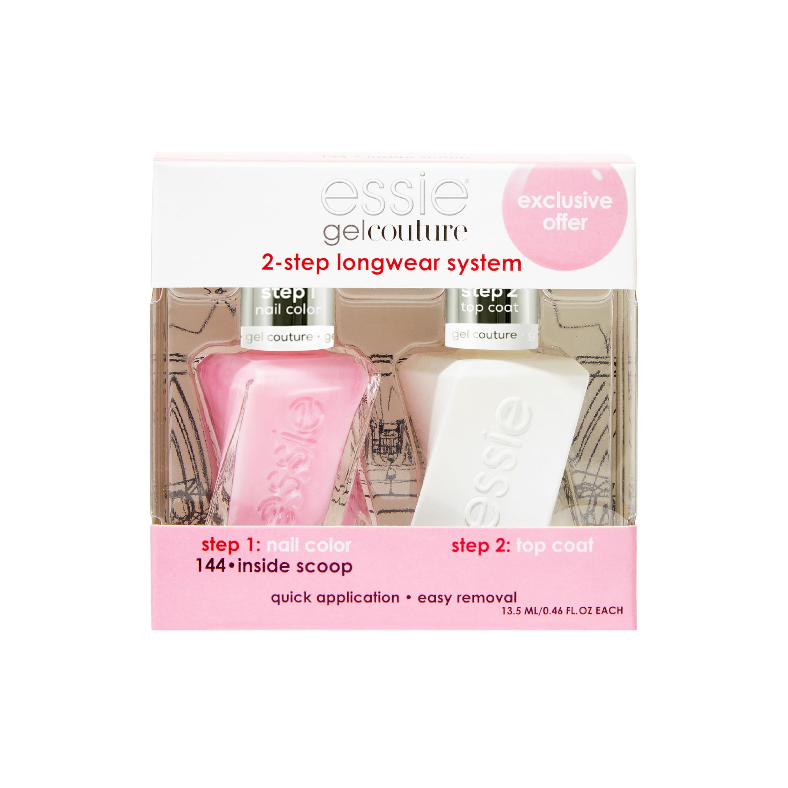 essie Gel Couture top coat bottle highlighting shine and protection.
