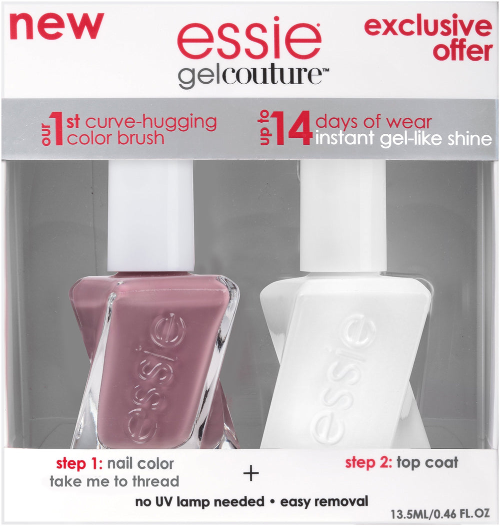 Essie Gel Couture top coat seals color with instant shine and protection.
