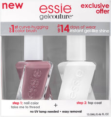 Essie Gel Couture top coat seals color with instant shine and protection.