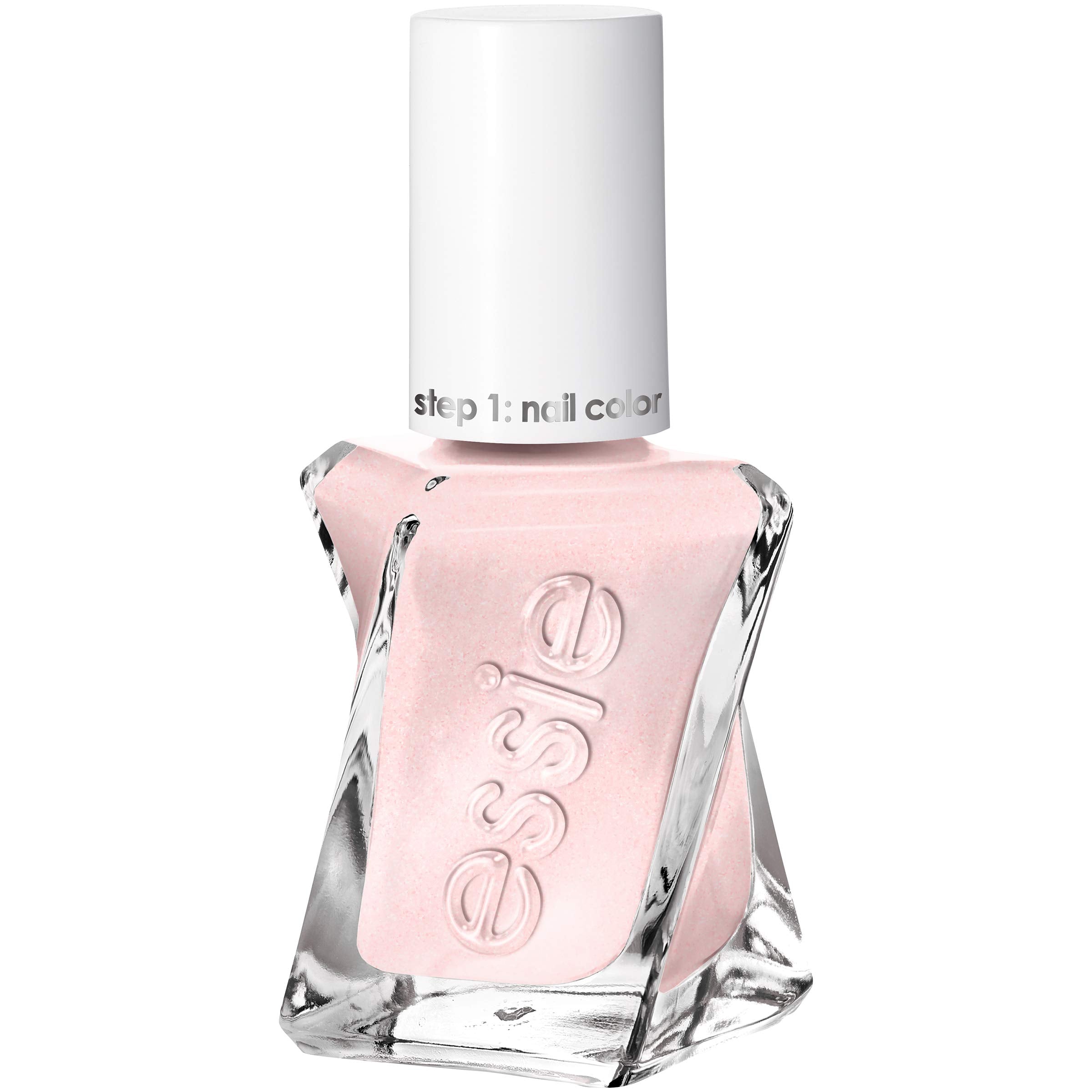 essie Gel Couture Wearing Hue bottle close-up showing champagne shimmer for an elegant manicure