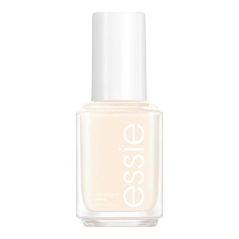 essie Going Steady milky ivory bottle closeup showing shimmer for a soft, luminous manicure