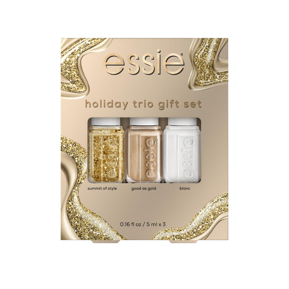 essie holiday trio Good as Gold shade displayed for festive glam nails
