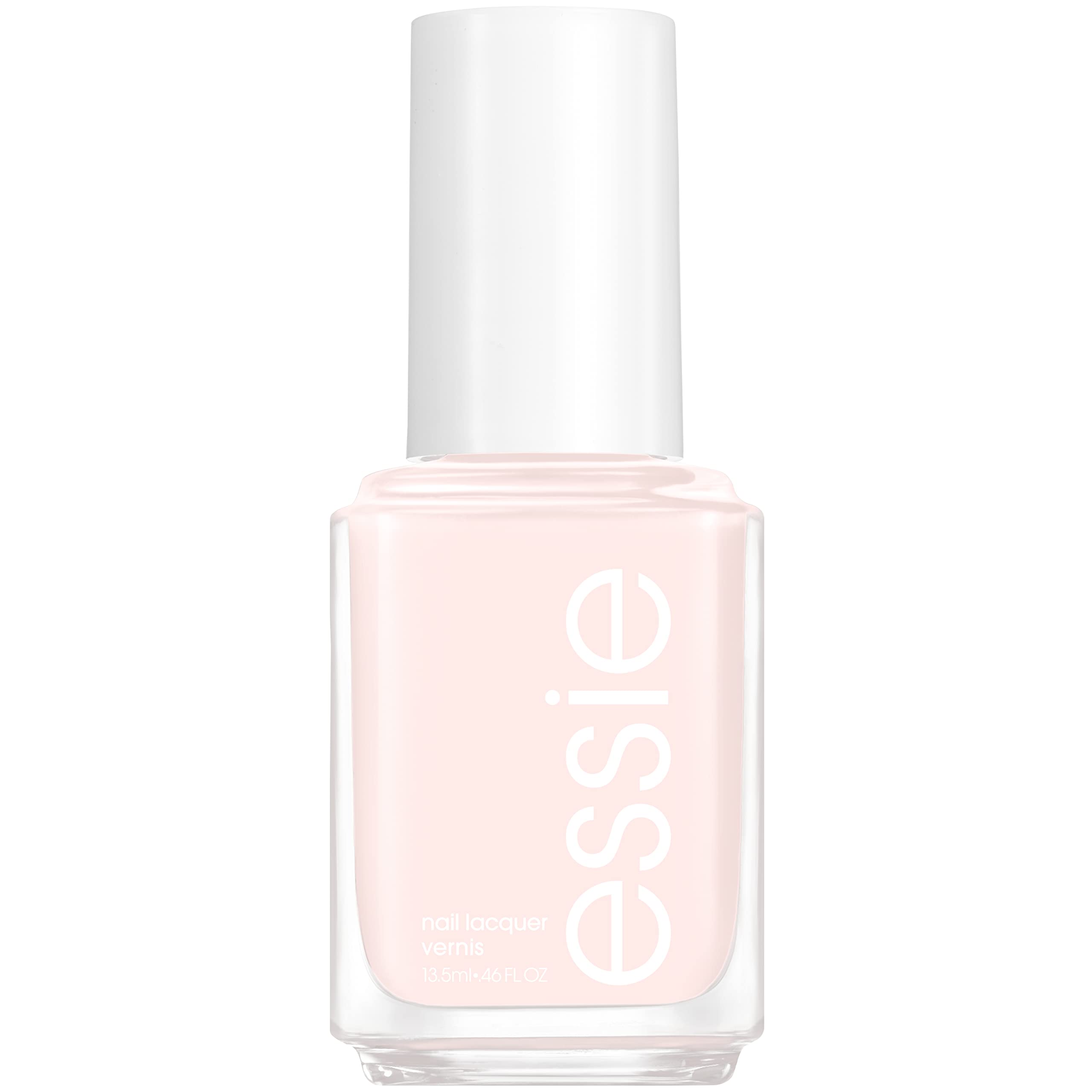 essie In My Sandbox bottle swatch with creamy off-white finish