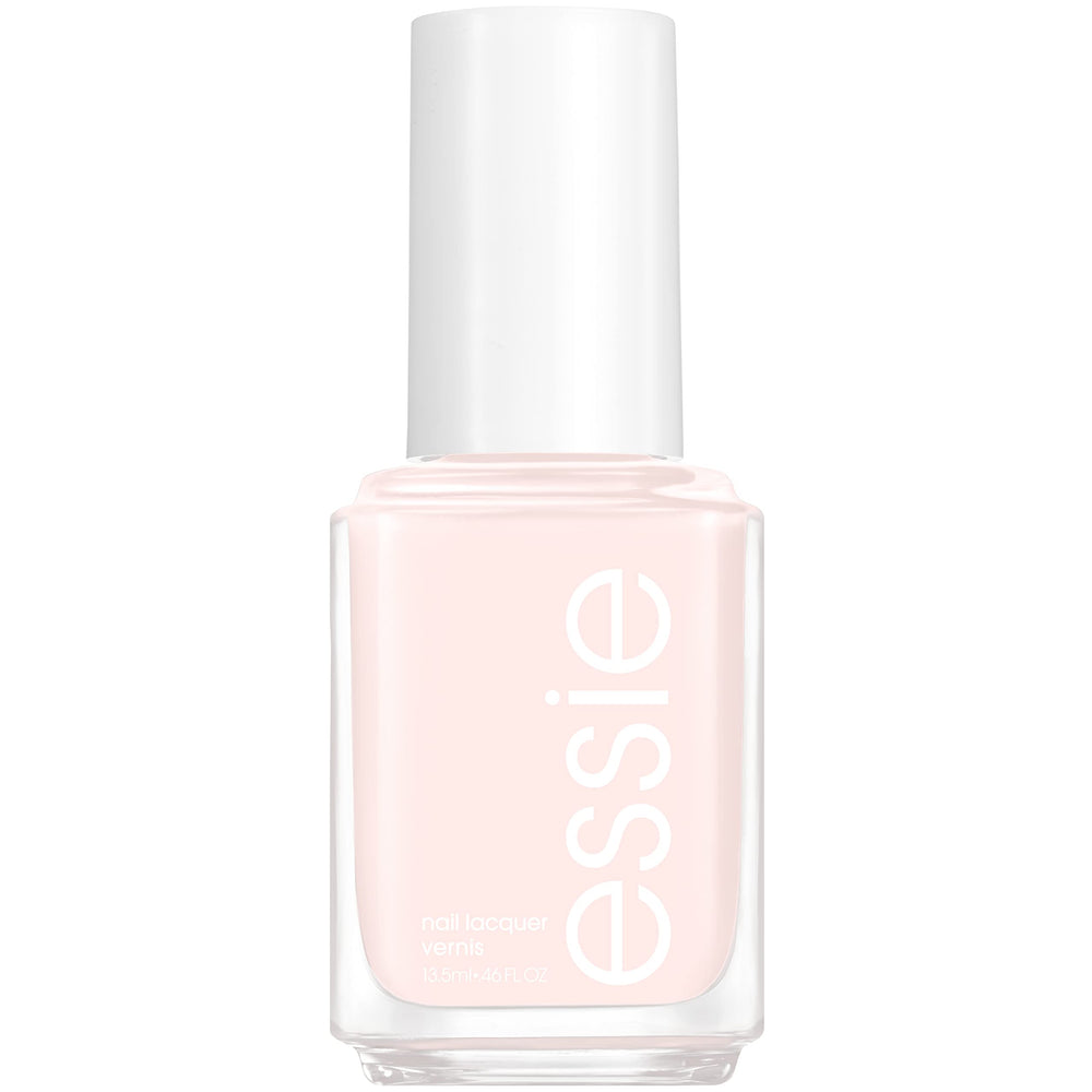 essie In My Sandbox bottle swatch with creamy off-white finish