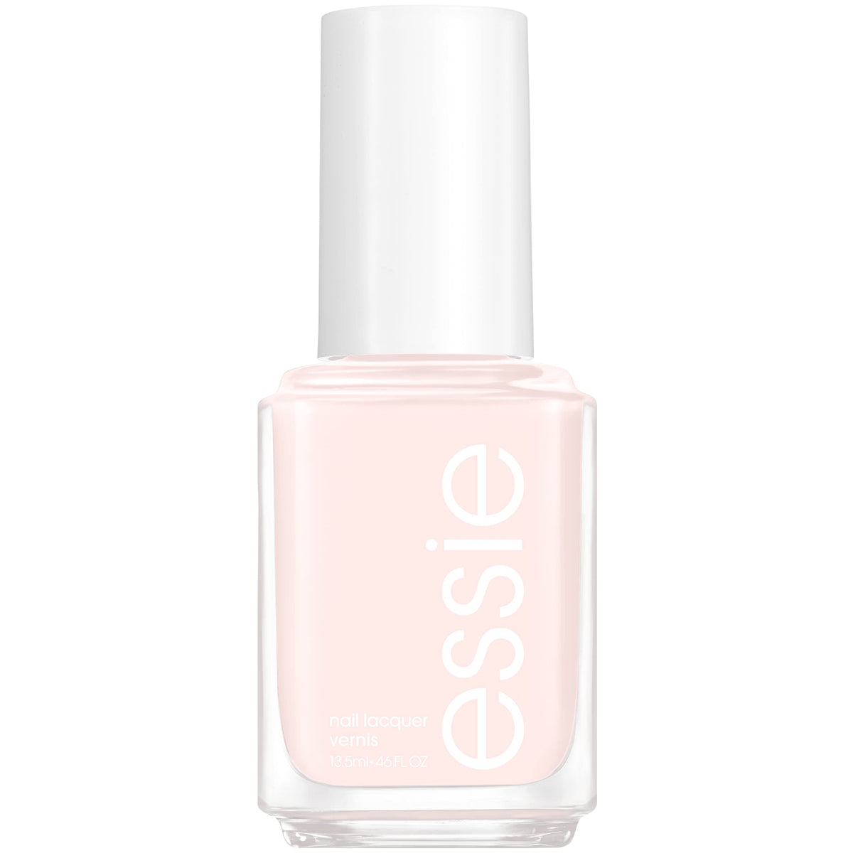 essie In My Sandbox bottle swatch with creamy off-white finish