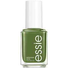 essie Patch It Up bottle with green nail polish for a bold fall manicure.