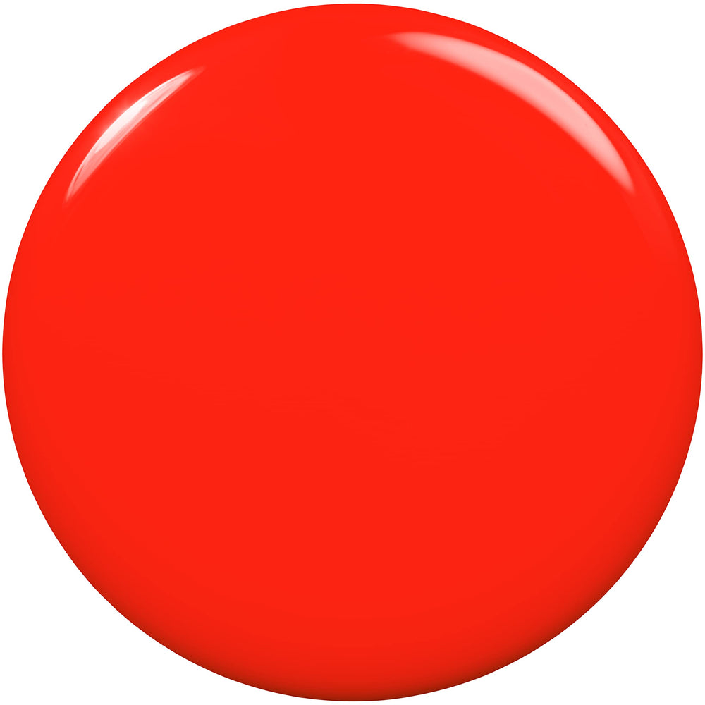 essie Push Play red swatch showing glossy cream finish for a polished look.