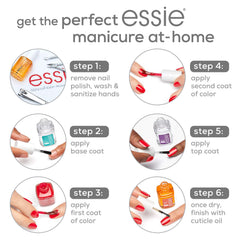 essie sunny business swatches on nails with retro beach vibes