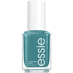 essie Transcend the Trend bottle shows muted teal-cream polish with glossy finish, ideal for chic fall looks