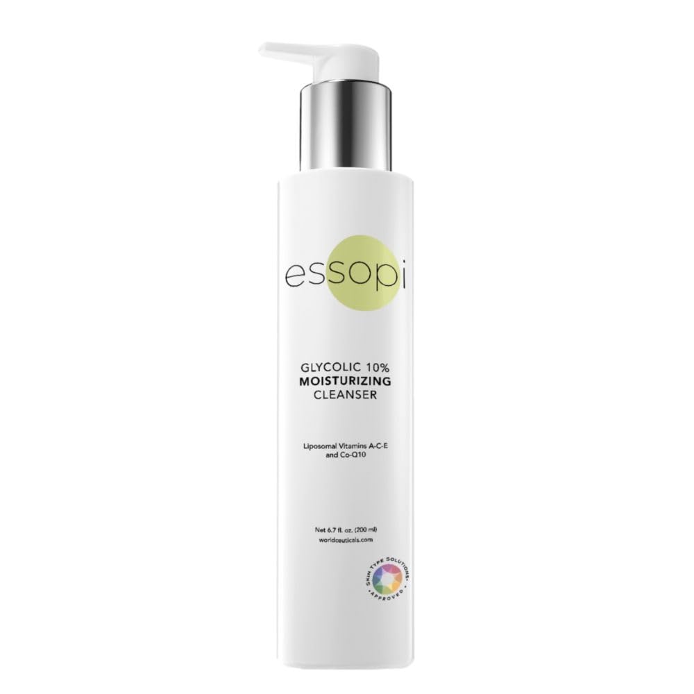 essopi Glycolic 10% Moisturizing Cleanser bottle for gentle exfoliation and hydration