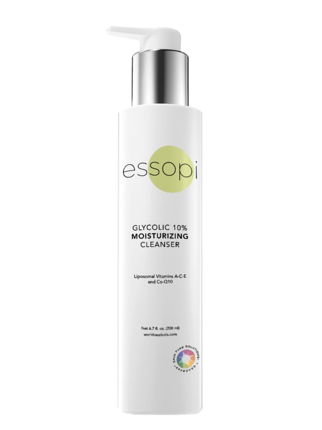 essopi Glycolic 10% Moisturizing Cleanser packaging label shown for premium skincare