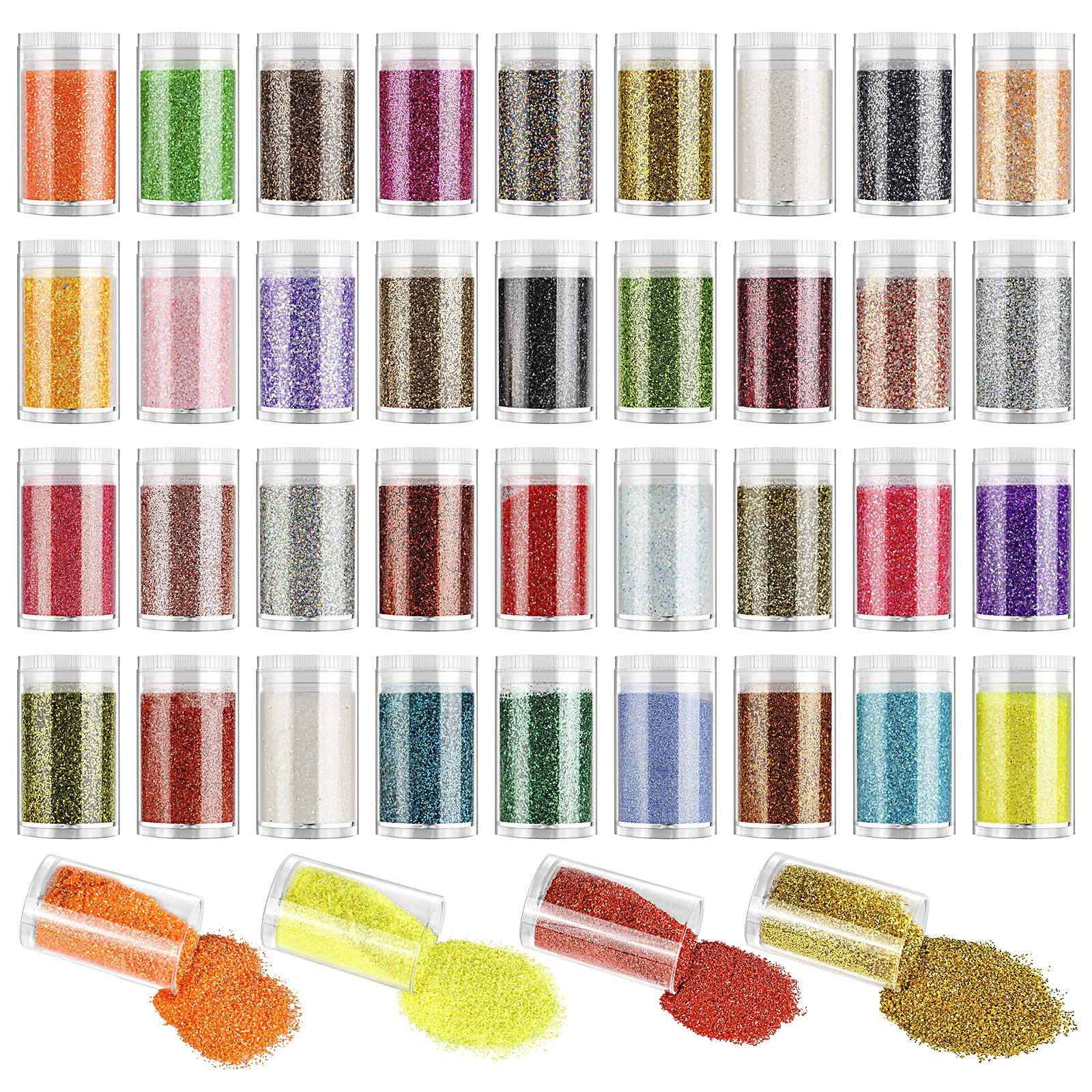Estanoite 36-color extra-fine glitter set for nail art and cosmetics