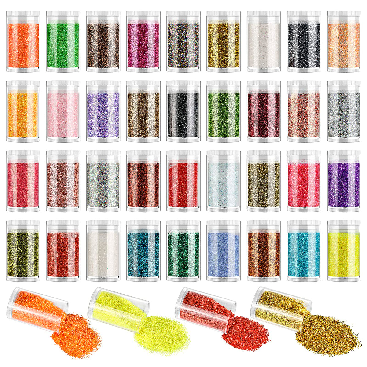 Estanoite 36-color extra-fine glitter set for nail art and cosmetics