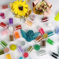 Estanoite glitter applied to resin jewelry adds sparkle and depth