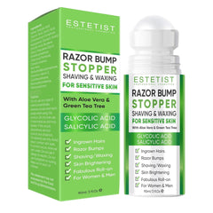 ESTETIST Razor Bump Roll-On bottle closeup showing soothing Aloe Vera for sensitive skin
