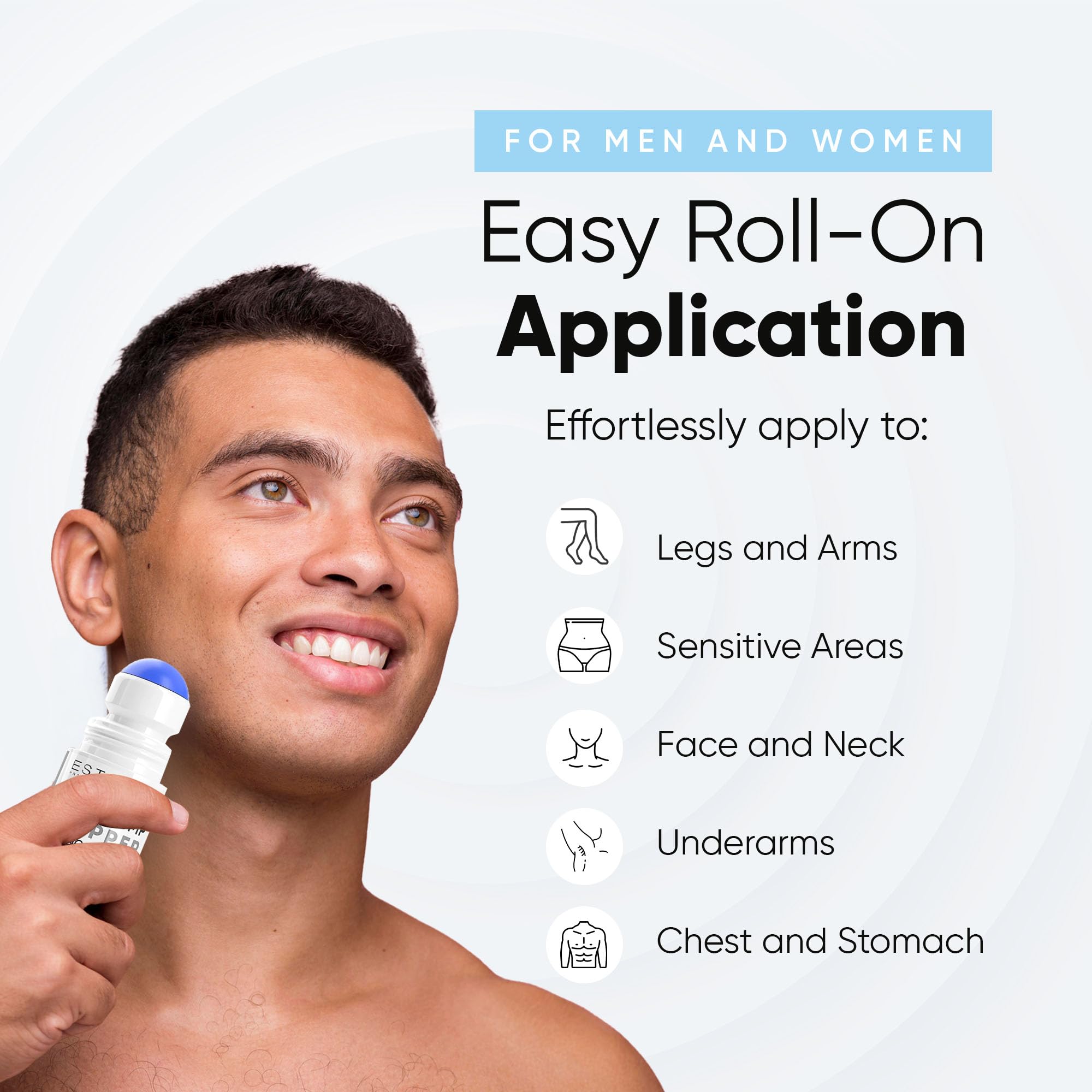 ESTETIST Razor Bump Roll-On on bikini area for comfortable grooming.