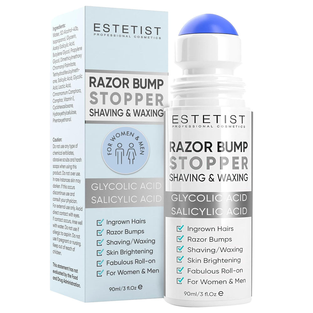 ESTETIST Razor Bump Roll-On bottle close-up for soothing post-shave care.