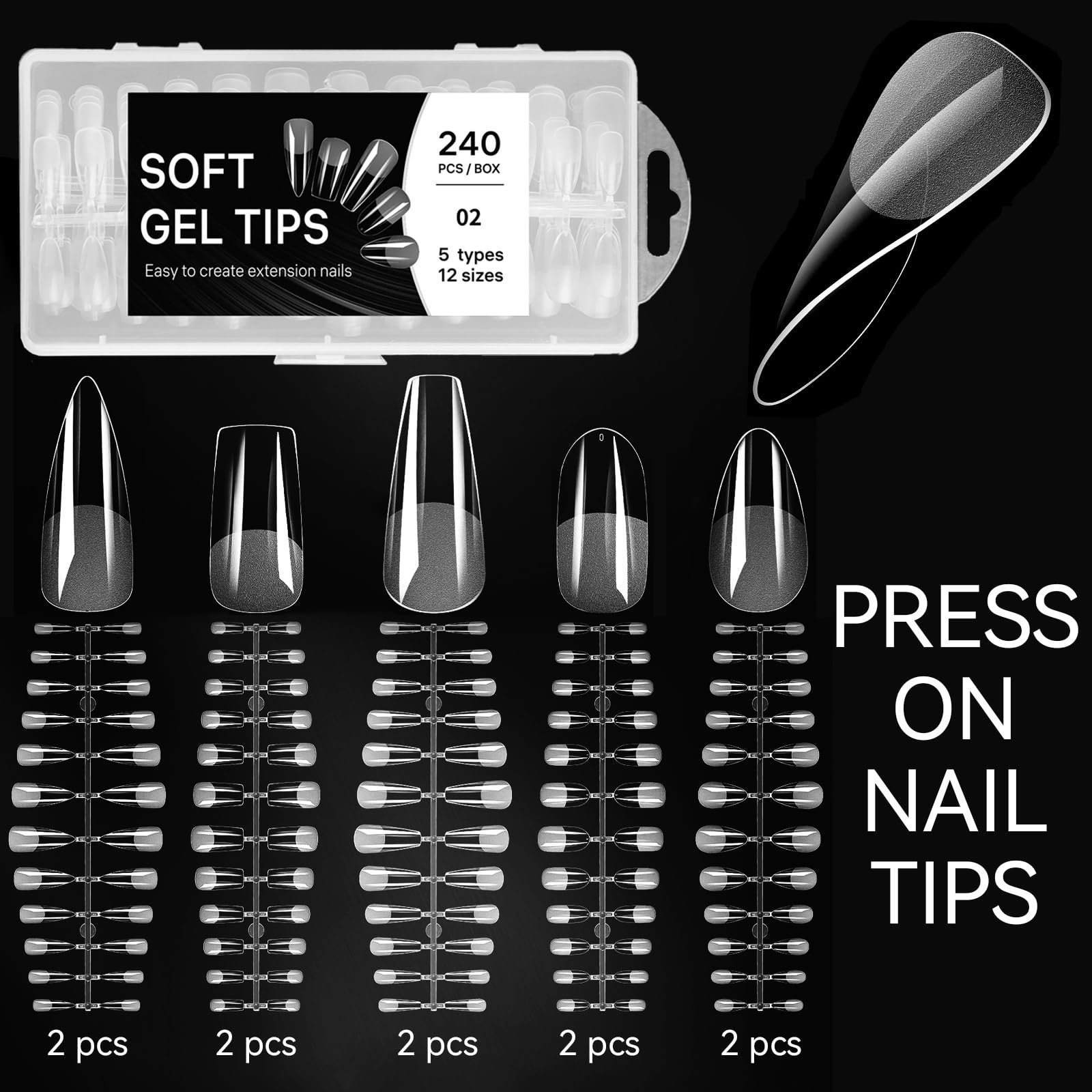 ESUOHYM 2m double-sided tape secures tips during display.