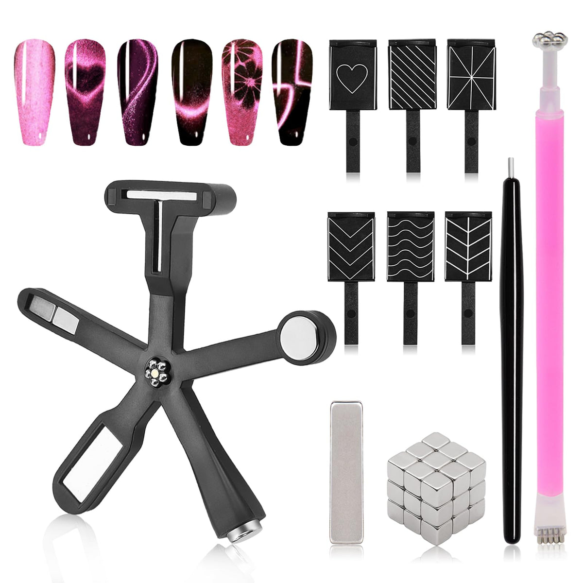 ESUOHYM cat eye magnet set with 6-in-1 design enables versatile nail art ideas