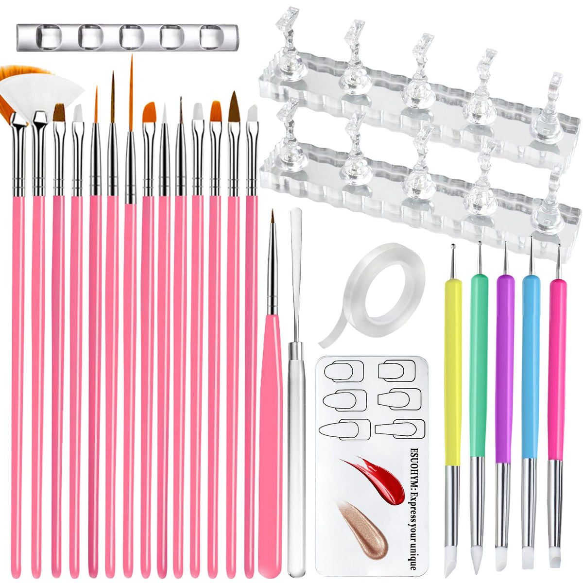 ESUOHYM nail stand wide base keeps nails stable during display and practice.