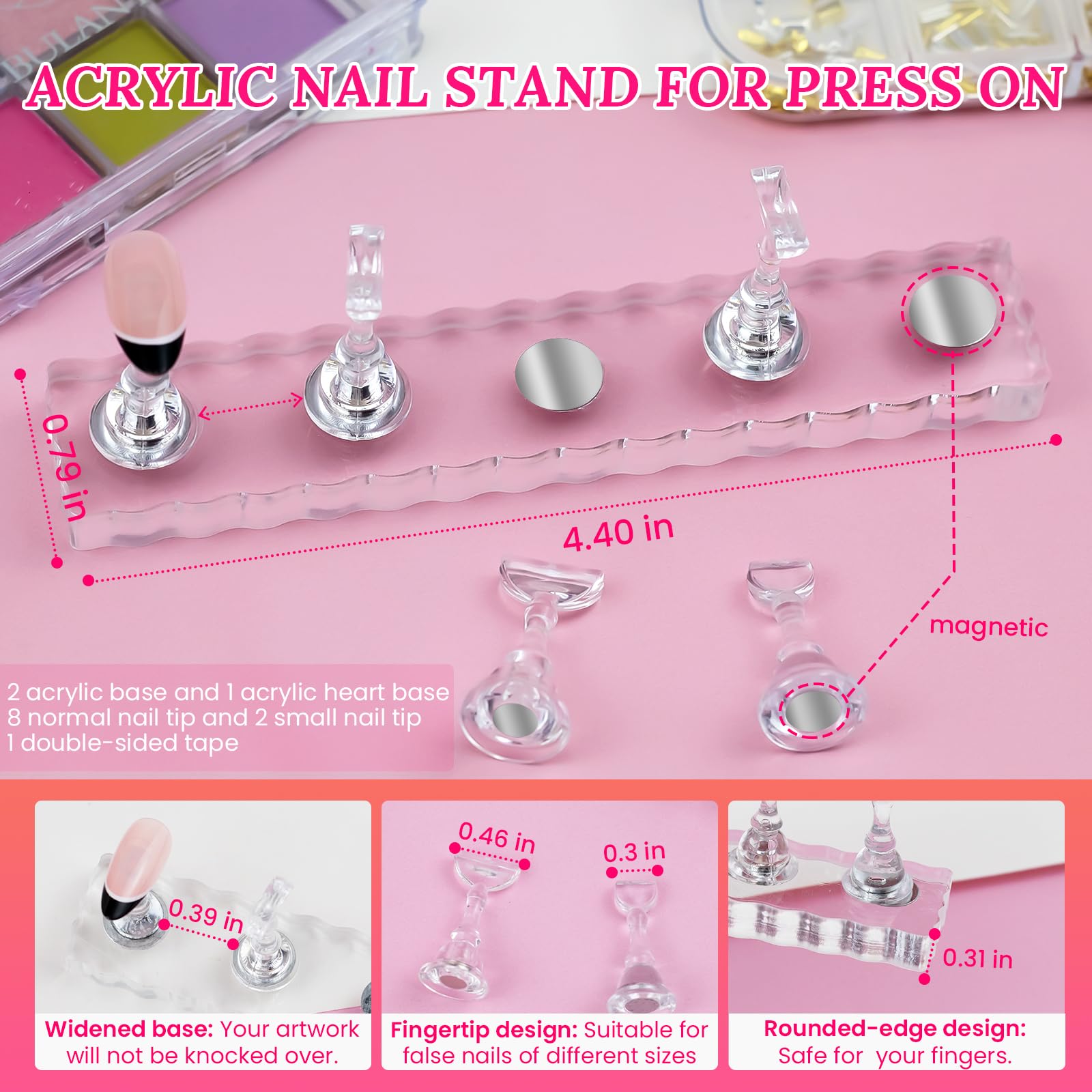 ESUOHYM nail tip holders secure small nails for precise nail art.